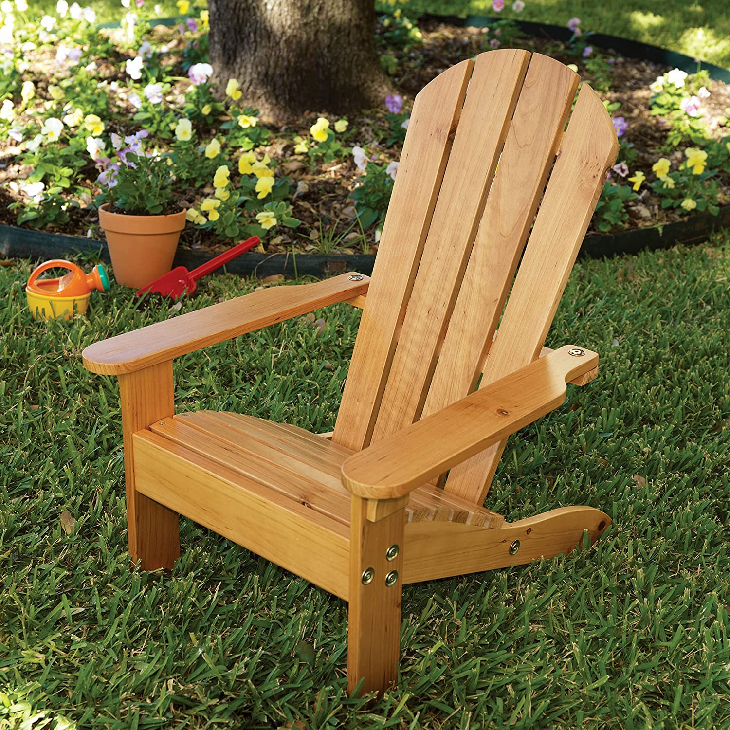 KidKraft Wooden Adirondack Children-s Outdoor Chair. Kid-s Patio Furniture. Honey. Gift for Ages 3-8 21.5 x 19.2 x 24.5