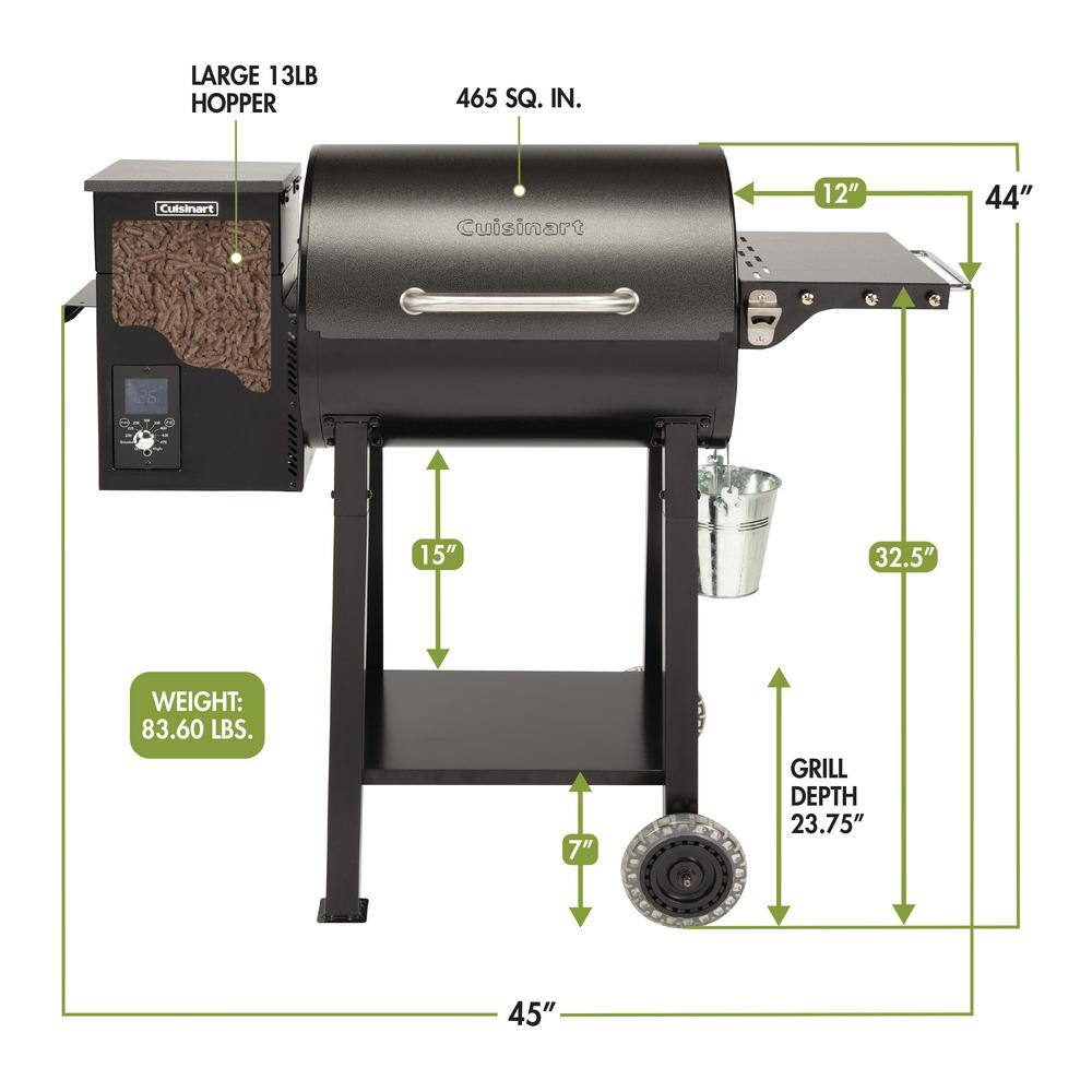 Cuisinart CPG-465 465 sq. in. Wood Pellet Grill and Smoker​ in Gray