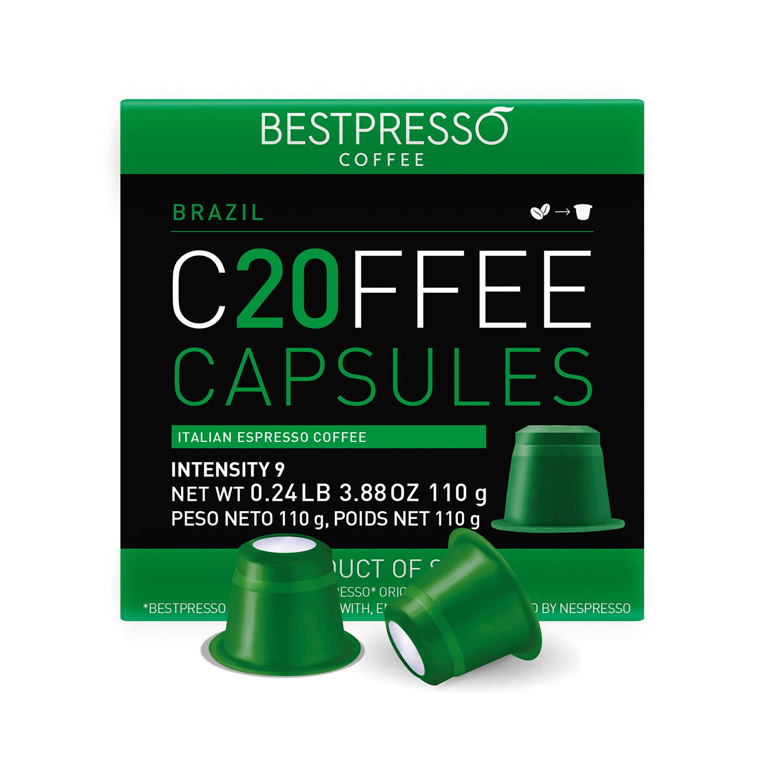 Bestpresso Coffee for Nespresso Original Machine 120 pods Genuine Espresso Brazil Blend Pods Compatible with Nespresso Original