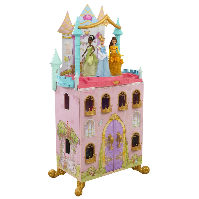 KidKraft Disney Princess Dance & Dream Wooden Dollhouse. Over 4-Feet Tall with Sounds. Spinning Dance Floor and 20 Play Pieces. Gift for Ages 3+ . Pink