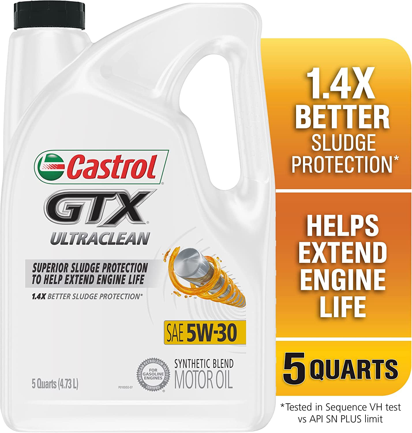 Castrol GTX Ultraclean 5W-30 Synthetic Blend Motor Oil. 5 Quart. Case of 3