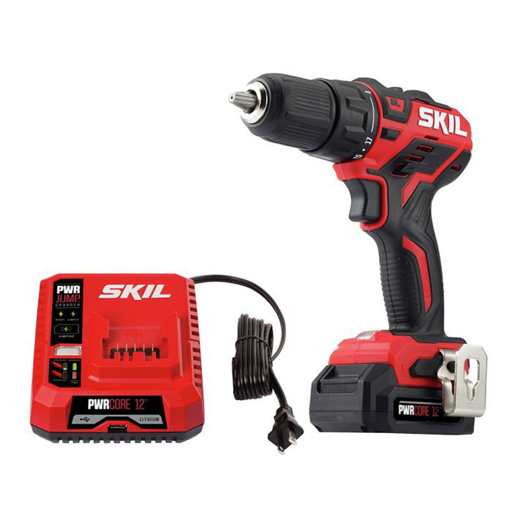 SKIL PWR CORE 12™ Brushless 12-Volt 1/2 In. Cordless Drill Driver Kit with 2.0Ah Lithium-Ion Battery and Charger . DL529002