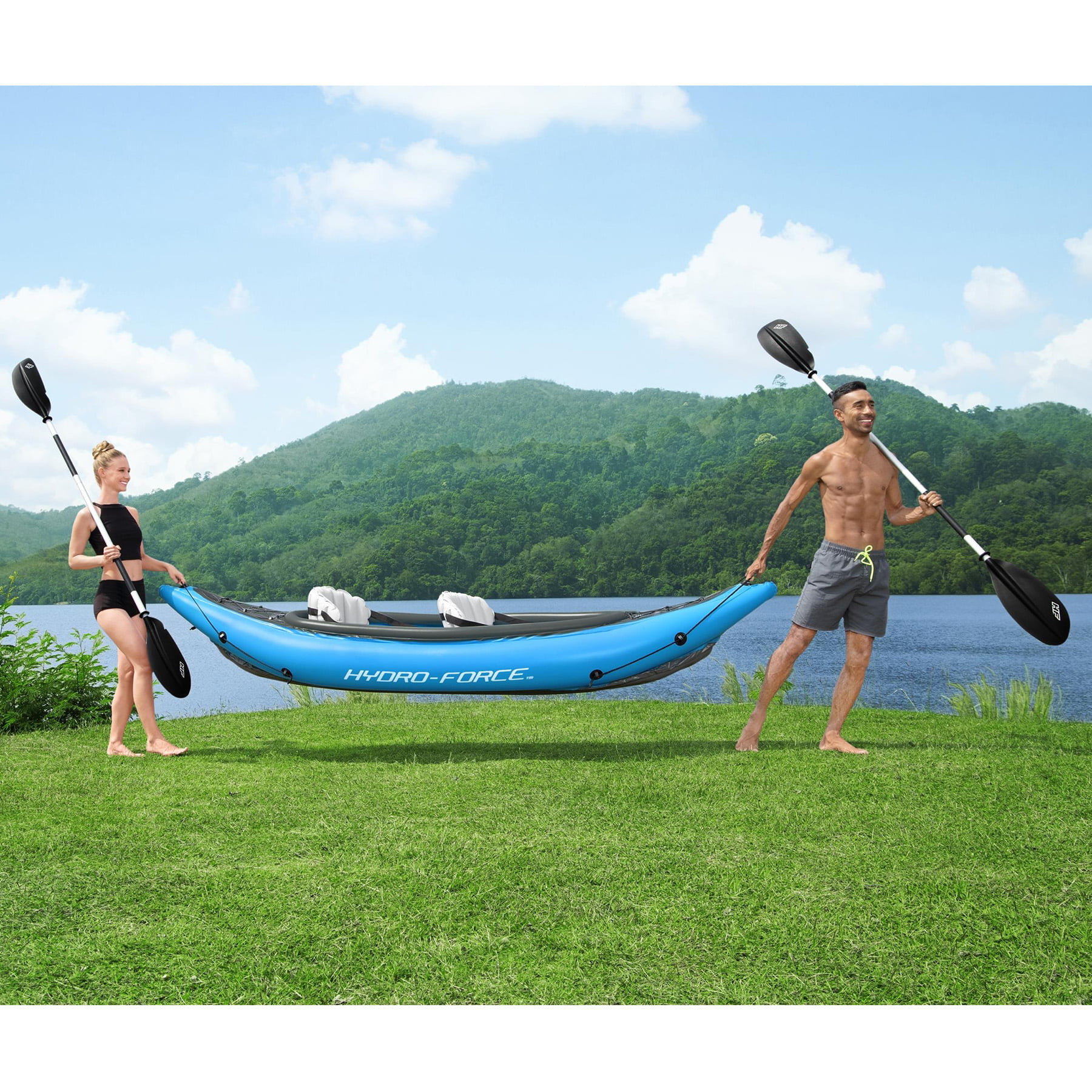 Hydro-Force Cove Champion X2 Inflatable Kayak - Two-Person Kayak Set (10'10 Long)