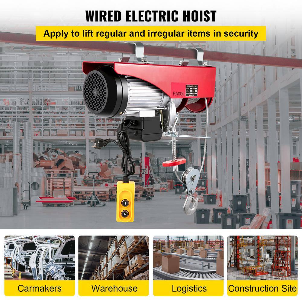 VEVOR DDHL1000KGDDHL001V1 Electric Hoist 2200 lbs. Electric Chain Hoist with Steel Hook. Remote Control. Emergency Stop Switch