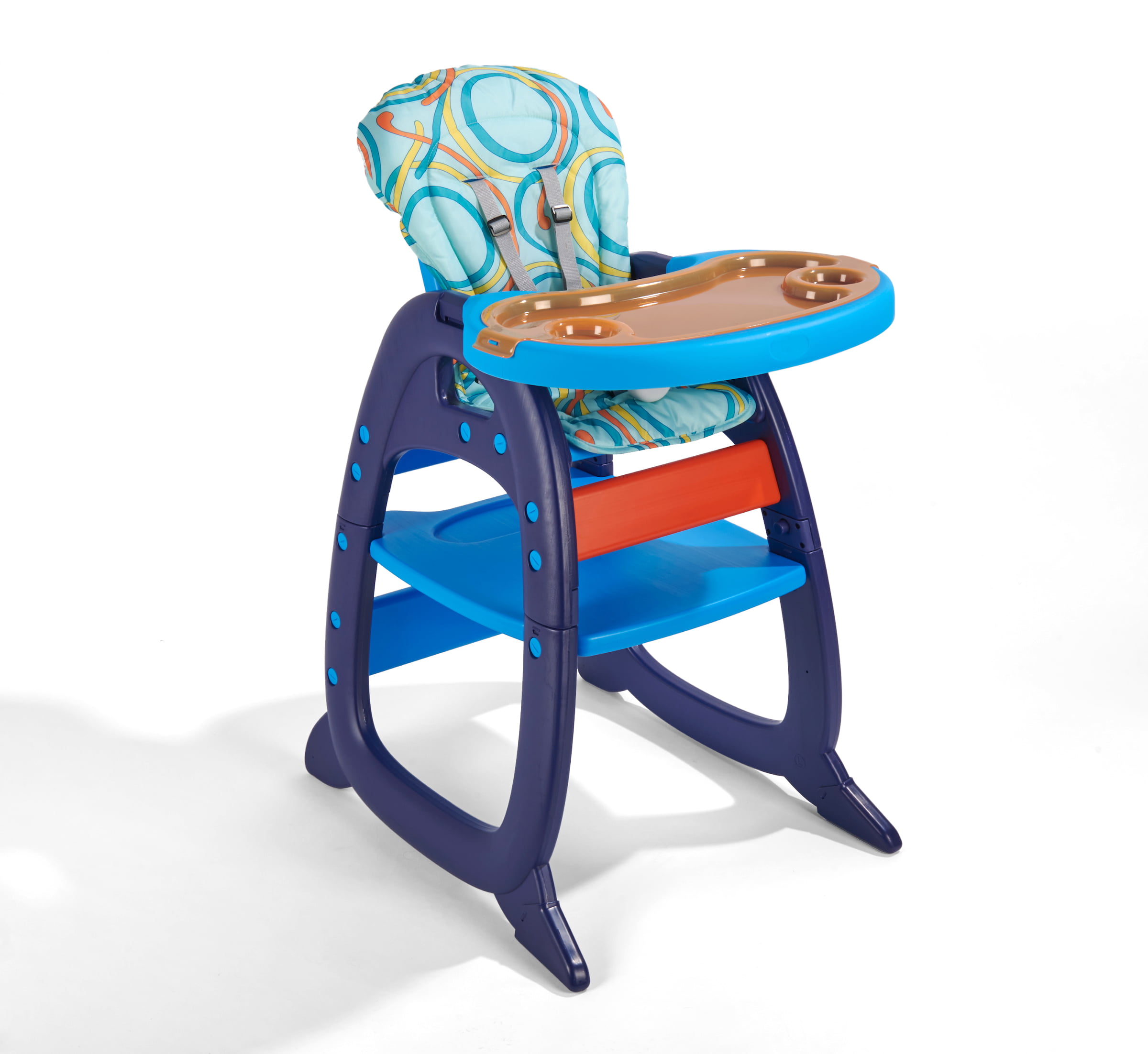 Badger Basket Envee II Baby High Chair with Play Table Conversion - Blue/Orange
