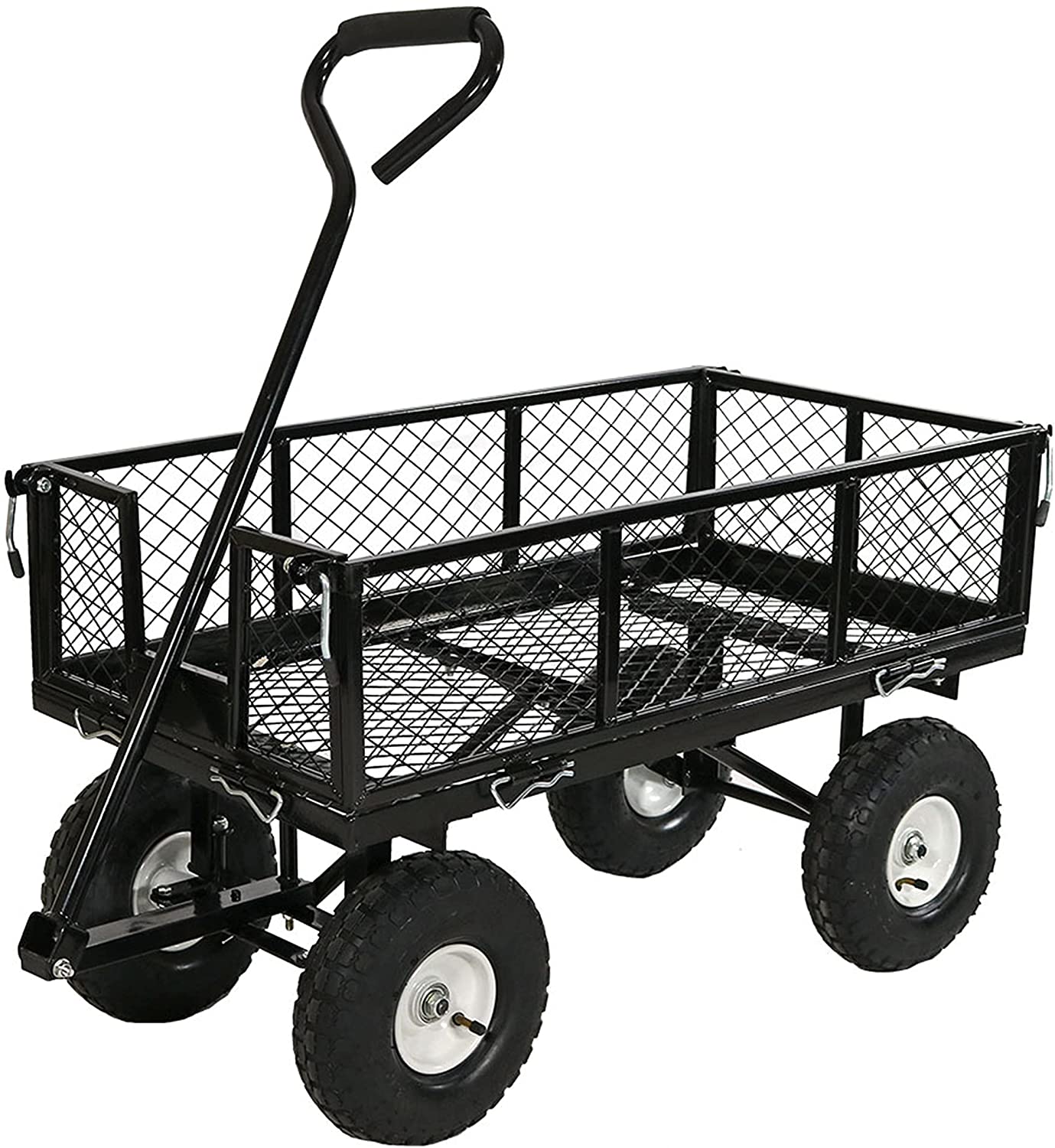 Sunnydaze LW-UC438-BK Utility Steel Garden Cart. Heavy-Duty 400 Pound Capacity