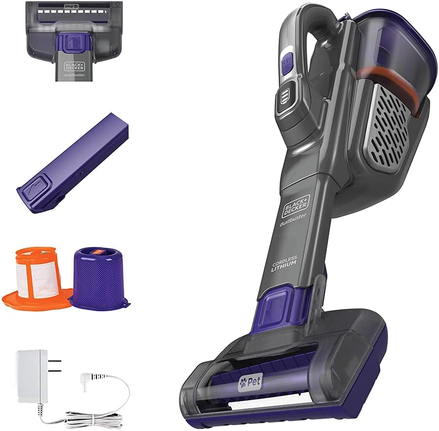 BLACK+DECKER Furbuster Handheld Vacuum for Pets. Cordless. AdvancedClean+. Gray (HHVK515JP07)
