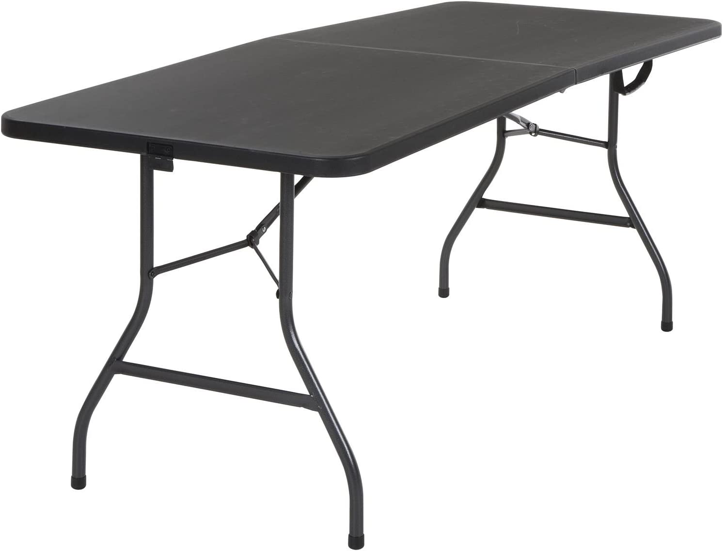 COSCO Deluxe 6 foot x 30 inch Fold-in-Half Blow Molded Folding Table. Black