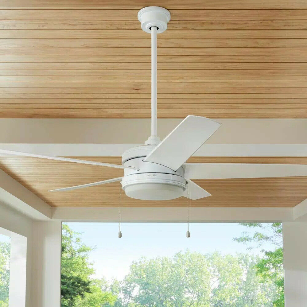 Home Decorators Collection YG528-WH Portwood 60 in. LED Outdoor White Ceiling Fan