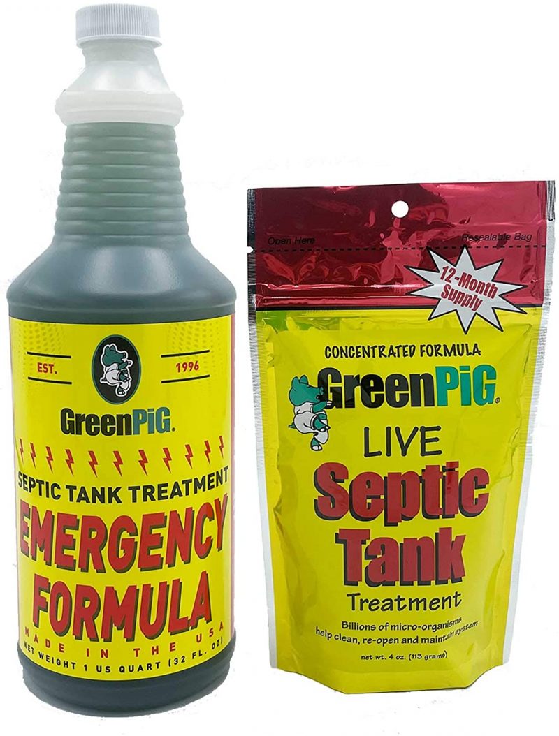 GREEN PIG Septic Tank Treatment Emergency Formula Quickly Breaks Down Clogged 1 Quart