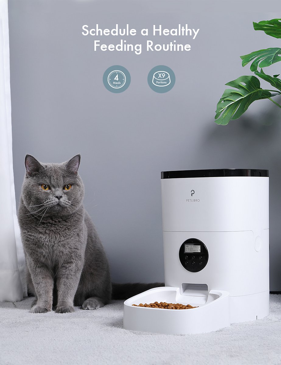Petlibro Automatic Dog & Cat Feeder. Timed Cat Feeder with Desiccant Bag for Pet Dry Food. Programmable Portion Control 1-4 Meals per Day & 10s Voice Recorder for Cats and Dogs 17-cup (White)