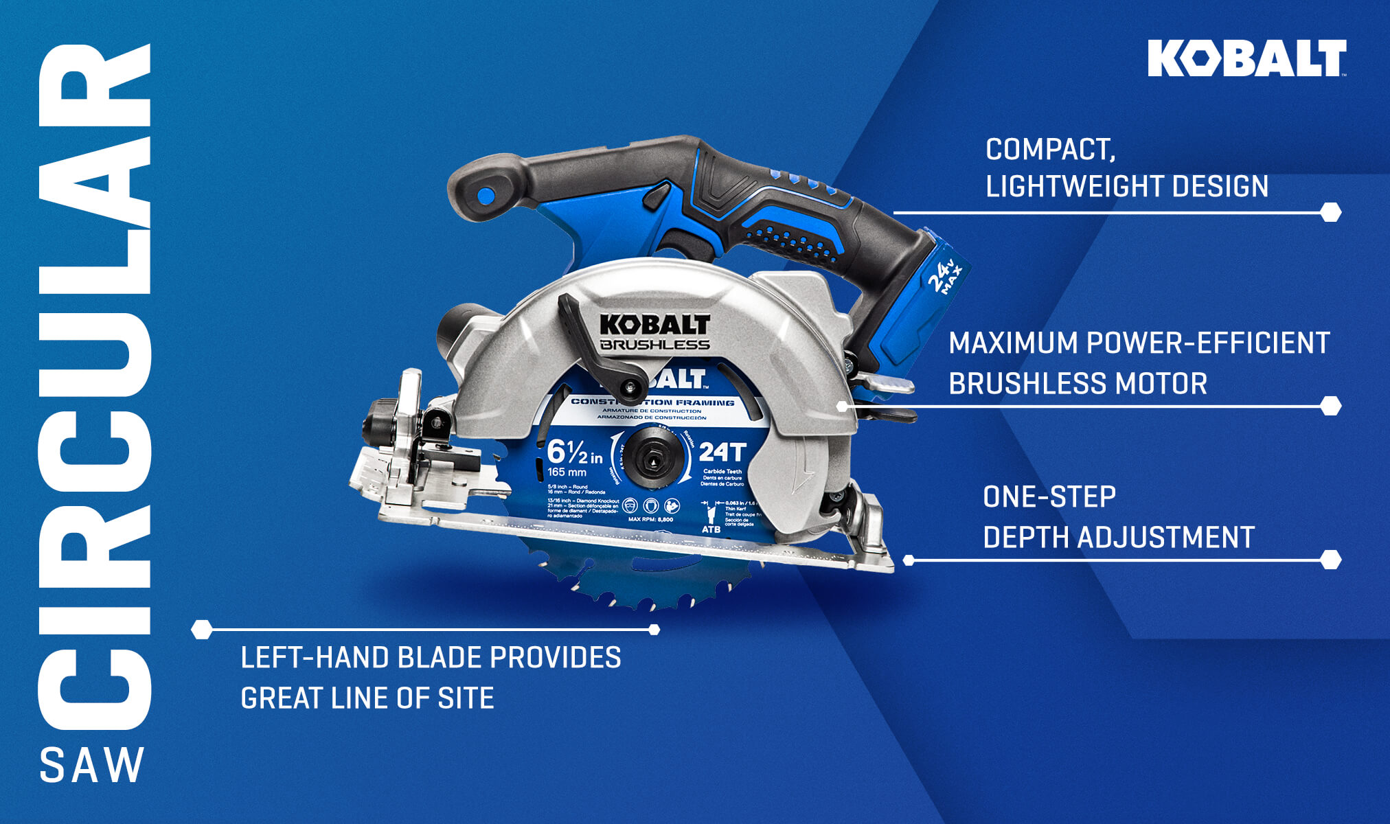 Kobalt 24-volt Max 6-1/2-in Cordless Circular Saw