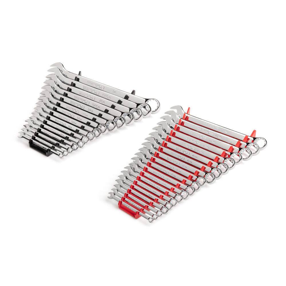TEKTON WCB91301 Combination Wrench Set. 34-Piece (1/4-1 in.. 6-24 mm) - Rack