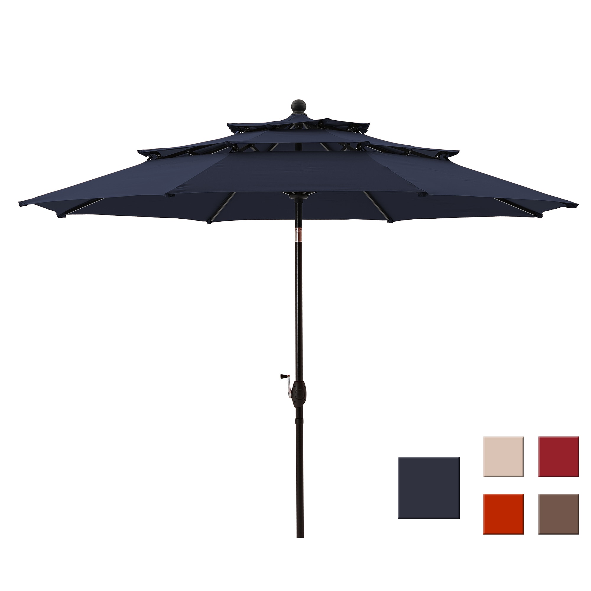 Clihome 10-ft Navy Blue Auto-tilt Market Patio Umbrella