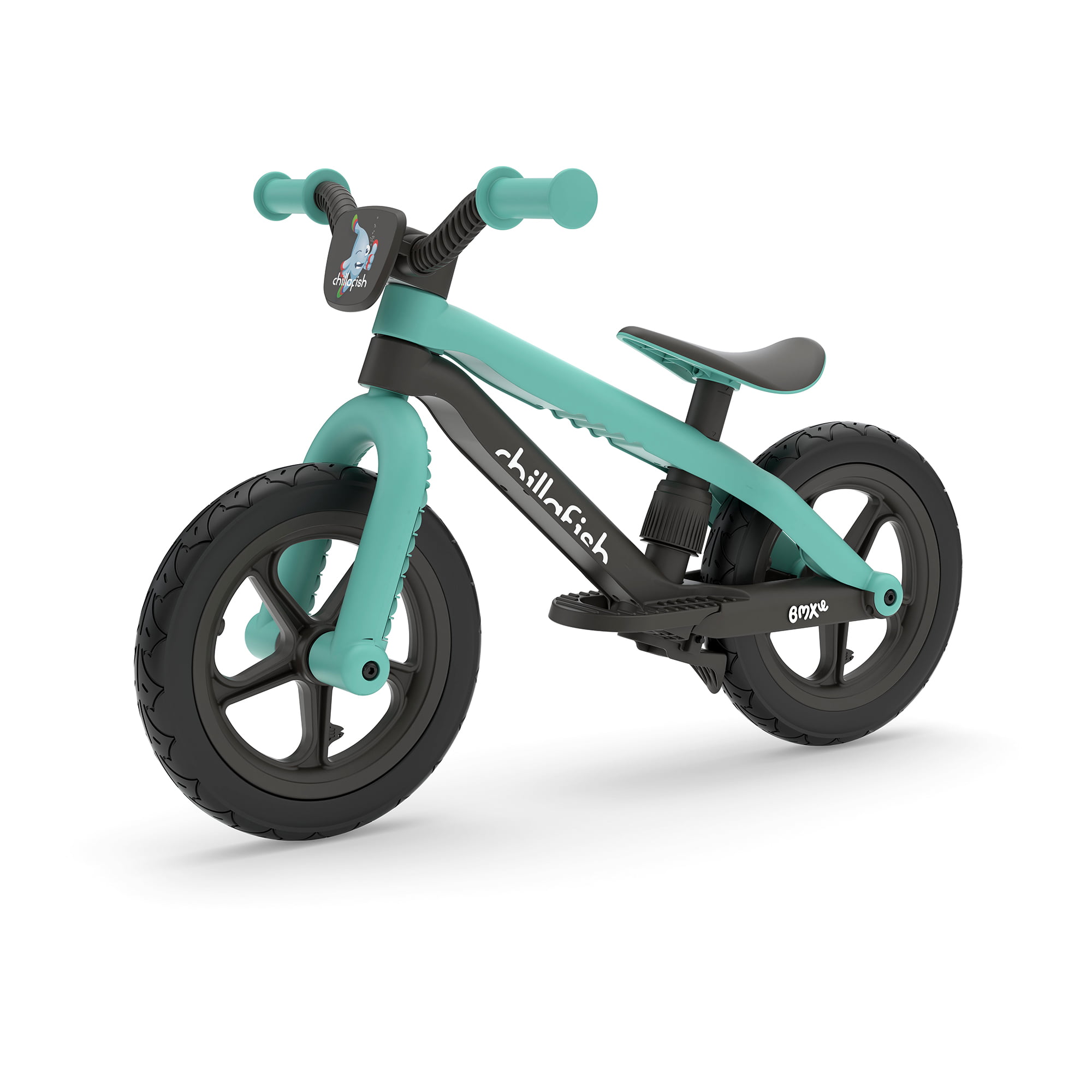 Chillafish Bmxie 2 lightweight balance bike with integrated footrest and footbrake. for kids 2 to 5 years. 12″ inch airless rubberskin tires. adjustable seat without tools. Mint