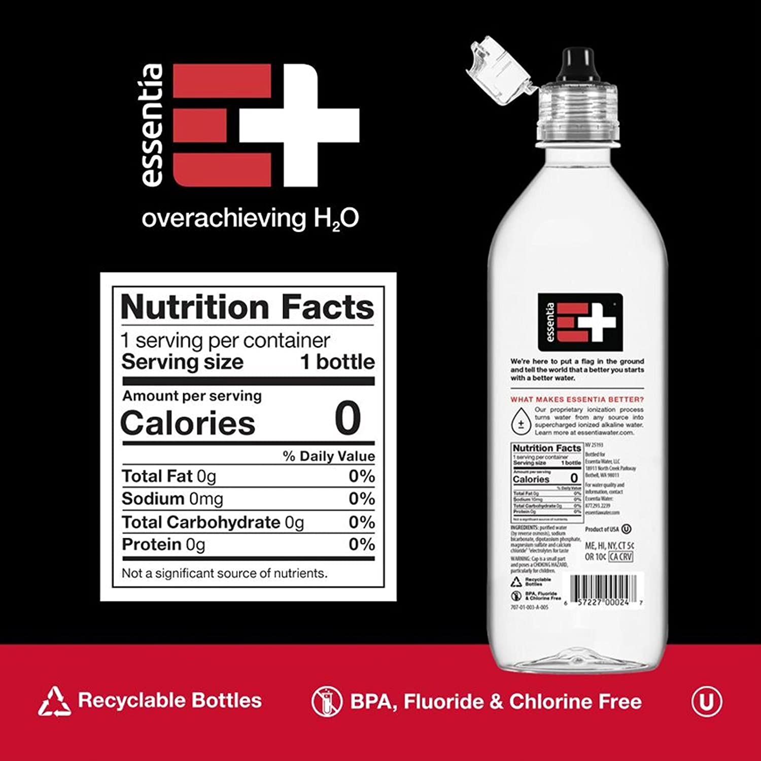 Essentia Bottled Water. 700 mL. 24-Pack