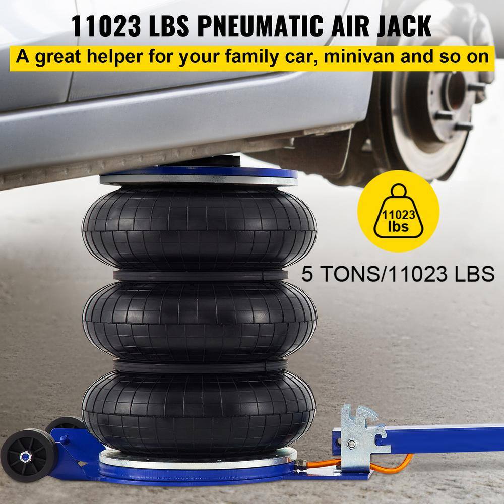 VEVOR QNQJD6TLSDDJBS001V0 Triple Bag Air Jack 11000 lbs. Load Air Bag Jack Fast Lift Up to 15.75 in. 3 to 5S with Adjustable Handle for Cars. Blue