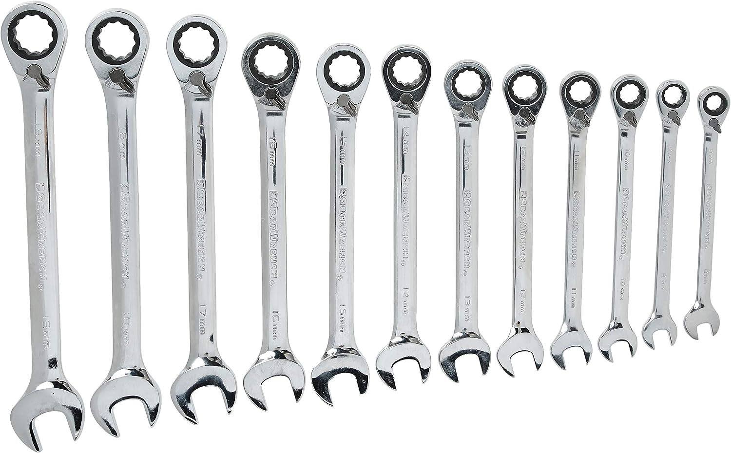 GEARWRENCH 12 Pc. 12 Pt. Reversible Ratcheting Combination Wrench Set. Metric - 9620N