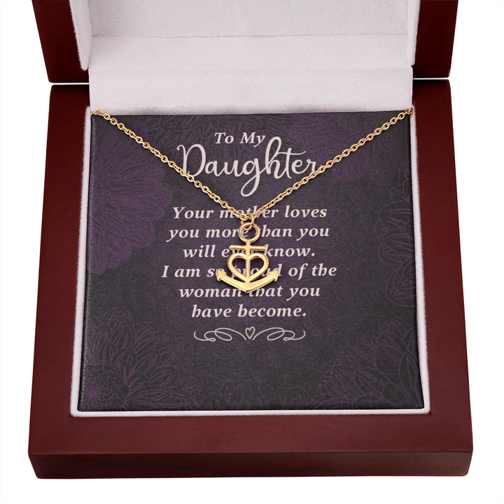 Daughter Gifts from Dad. Anchor Heart Pendant Necklace