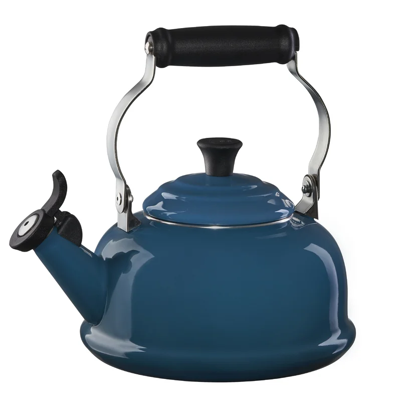 Le Creuset Q3101-7D Enamel On Steel Whistling Tea Kettle. 1.7 qt.. Deep Teal