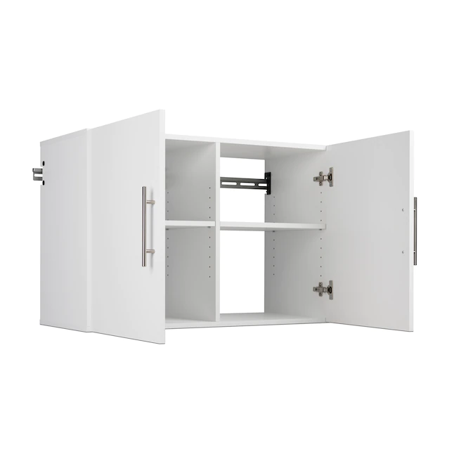 Prepac HangUps Collection Wood 2-Shelf Wall Mounted Garage Cabinet in White (36 in W x 24 in H x 16 in D)