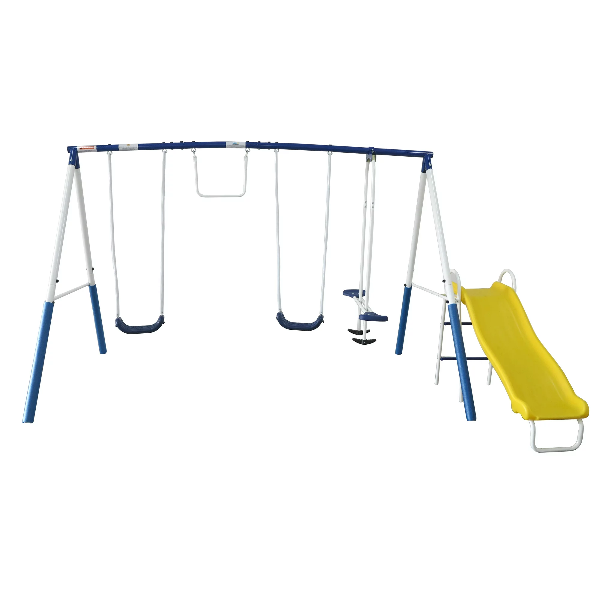 XDP Recreation Play All Day Metal A-Frame Swing Set with Fun Glider. Swings. Trapeze. and Slide