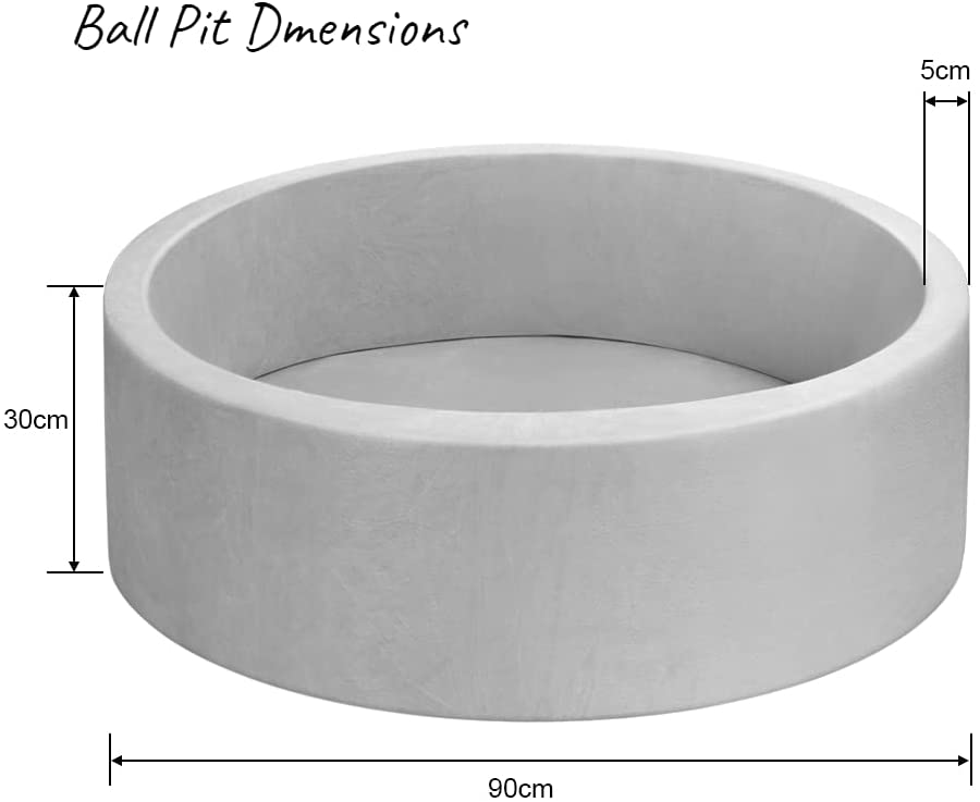 Gray Ball Pit. ∅ 2.75in 200 Balls Included. Memory Foam Ball Pits for Toddlers Soft Children Round Playpen 35 x 12 inch .Gray ball