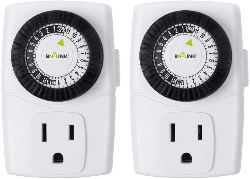 BN-LINK Indoor Mini Mechanical Outlet Timer 24-Hour. 3-Prong. 2-Pack