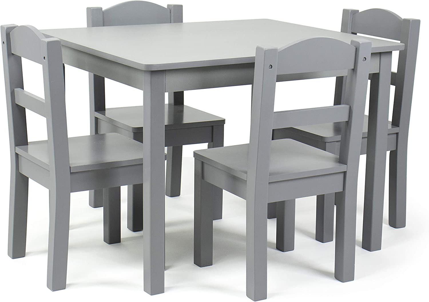 Humble Crew Kids Wood Table and 4 Chair Set. Grey