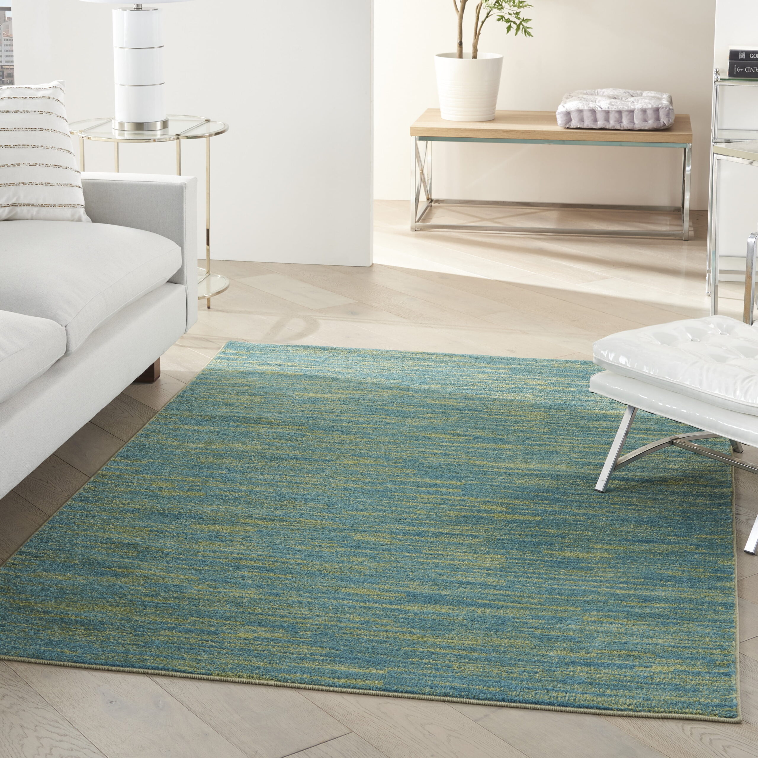 Noursion Essentials Solid Contemporary Blue Green 5′ x 7′ Area Rug. (5′ x 7′)