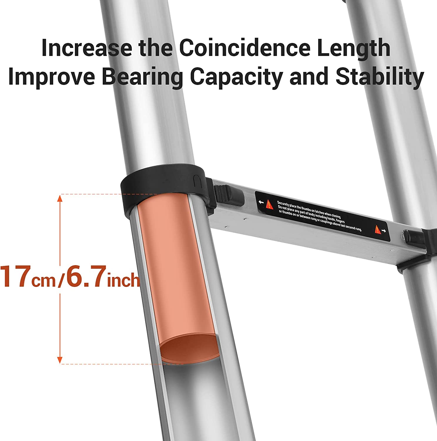 Energy Bear Telescoping Ladder 12.5FT Aluminum Extension Ladders Lightweight Collapsible Ladder Telescopic Ladders for RV. Loft. Attic. Home. 330lbs Capacity