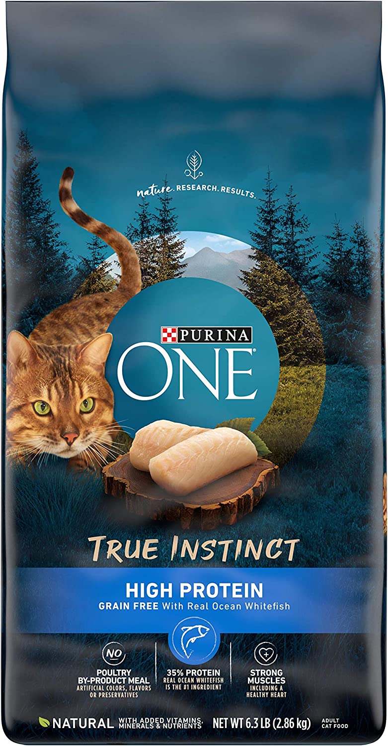 Purina ONE Grain Free Dry Cat Food Natural High Protein. True Instinct With Real Ocean Whitefish 6.3 lb. Bag