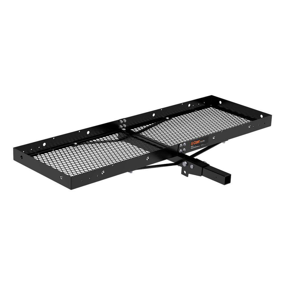 CURT 18109 500 lb. Capacity 60 in. x 20 in. Black Steel Tray Cargo Carrier (Folding 2 in. Shank)