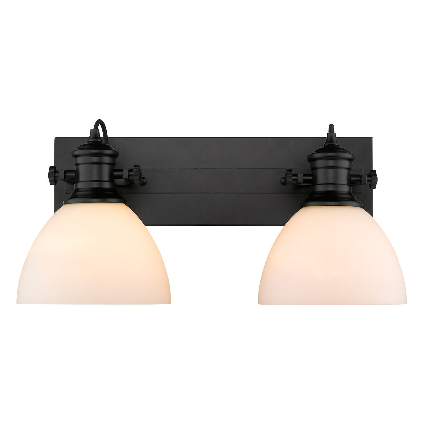 Golden Lighting 3118-BA2 BLK-OP Hines 2-Light Black and Opal Glass Bath Light