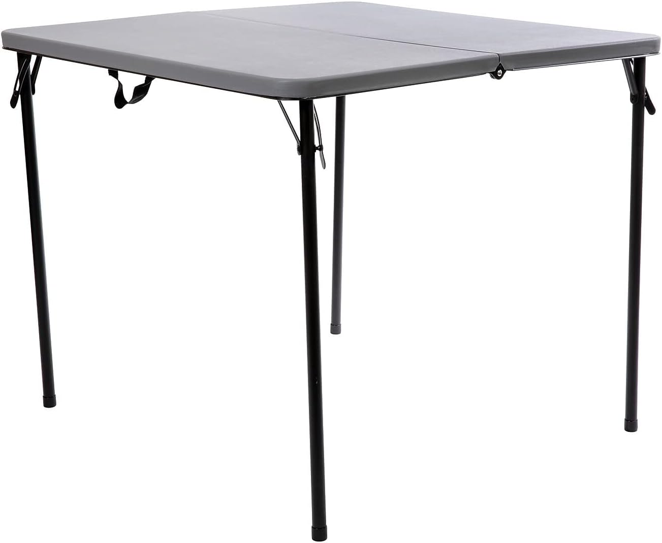 Flash Furniture Dunham 2.83-Foot Square Bi-Fold Gray Plastic Folding Table with Carrying Handle. Grey