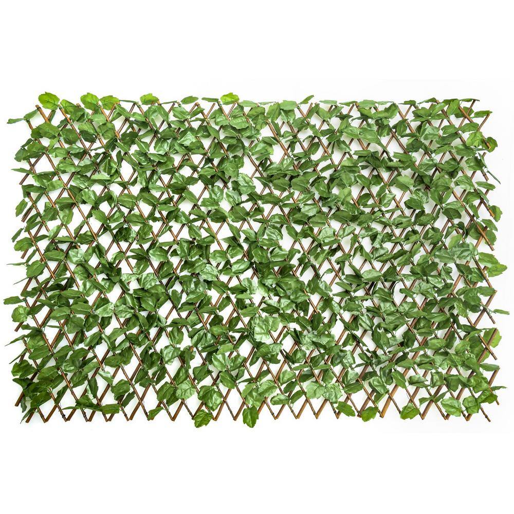 WELLFOR OP-HWY-70780 31 in. Plastic Garden Fence Green Artificial Ivy Fence Screen (Set of 3)