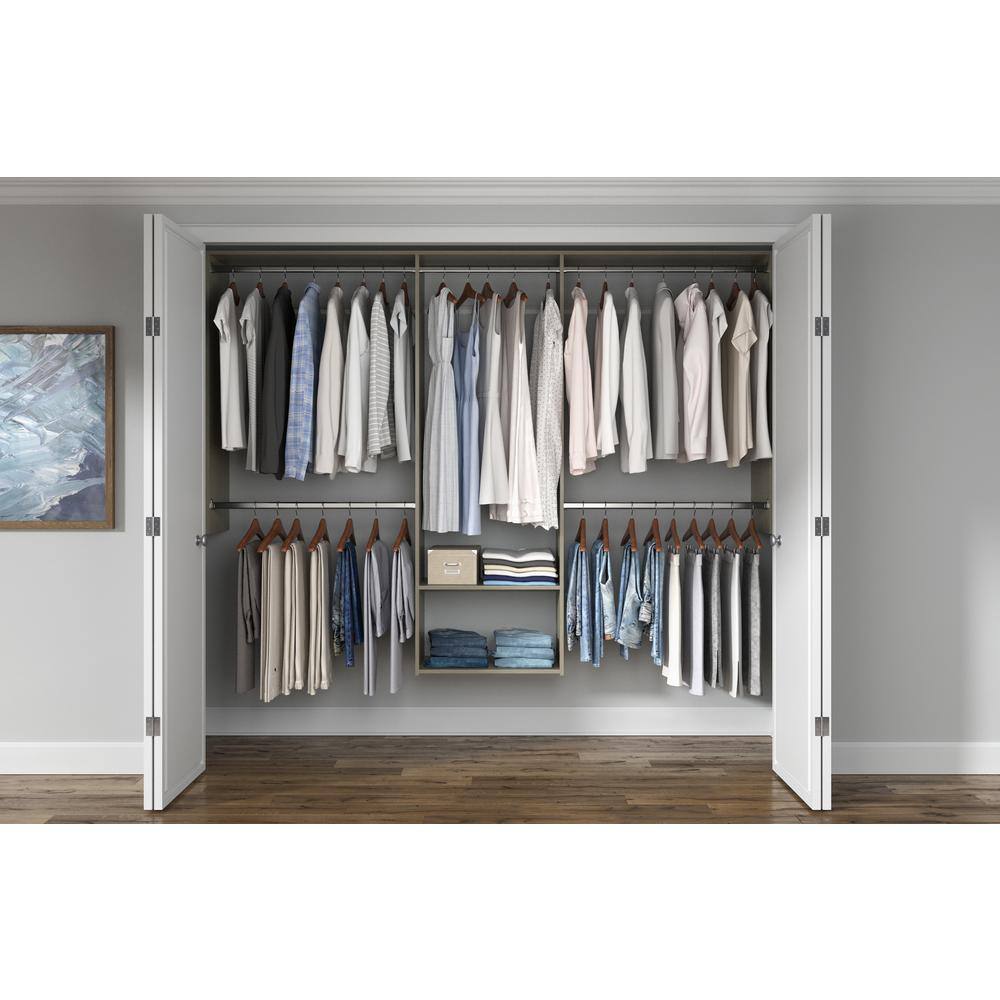 Closet Evolution GR25 Essential 60 in. W - 96 in. W Rustic Grey Wood Closet System