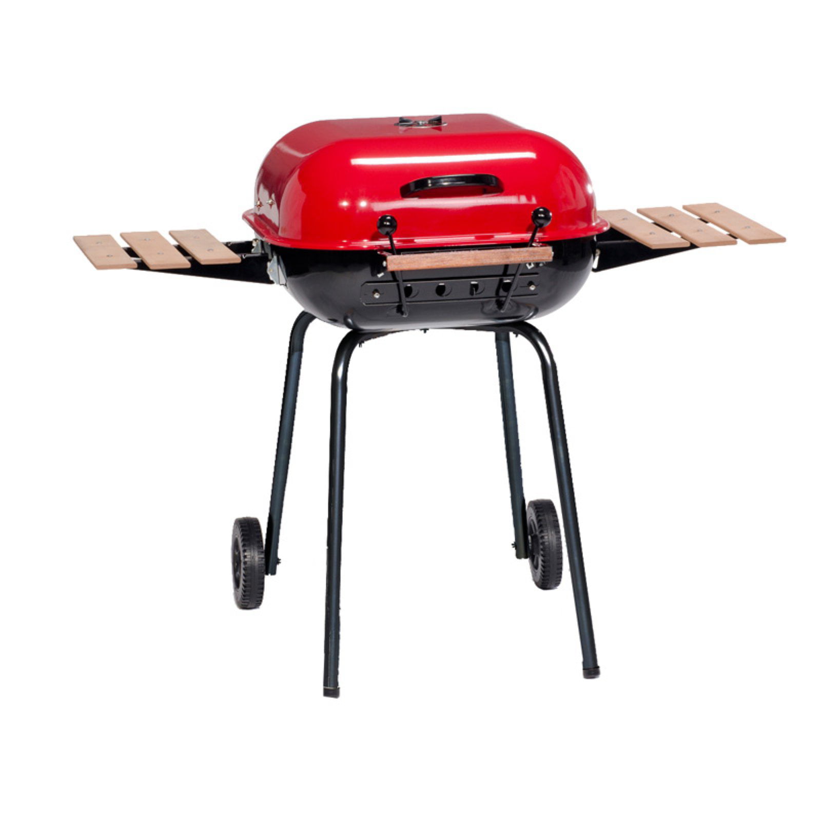 Meco Americana Charcoal BBQ Grill with Adjustable Cooking Grate and Side Table