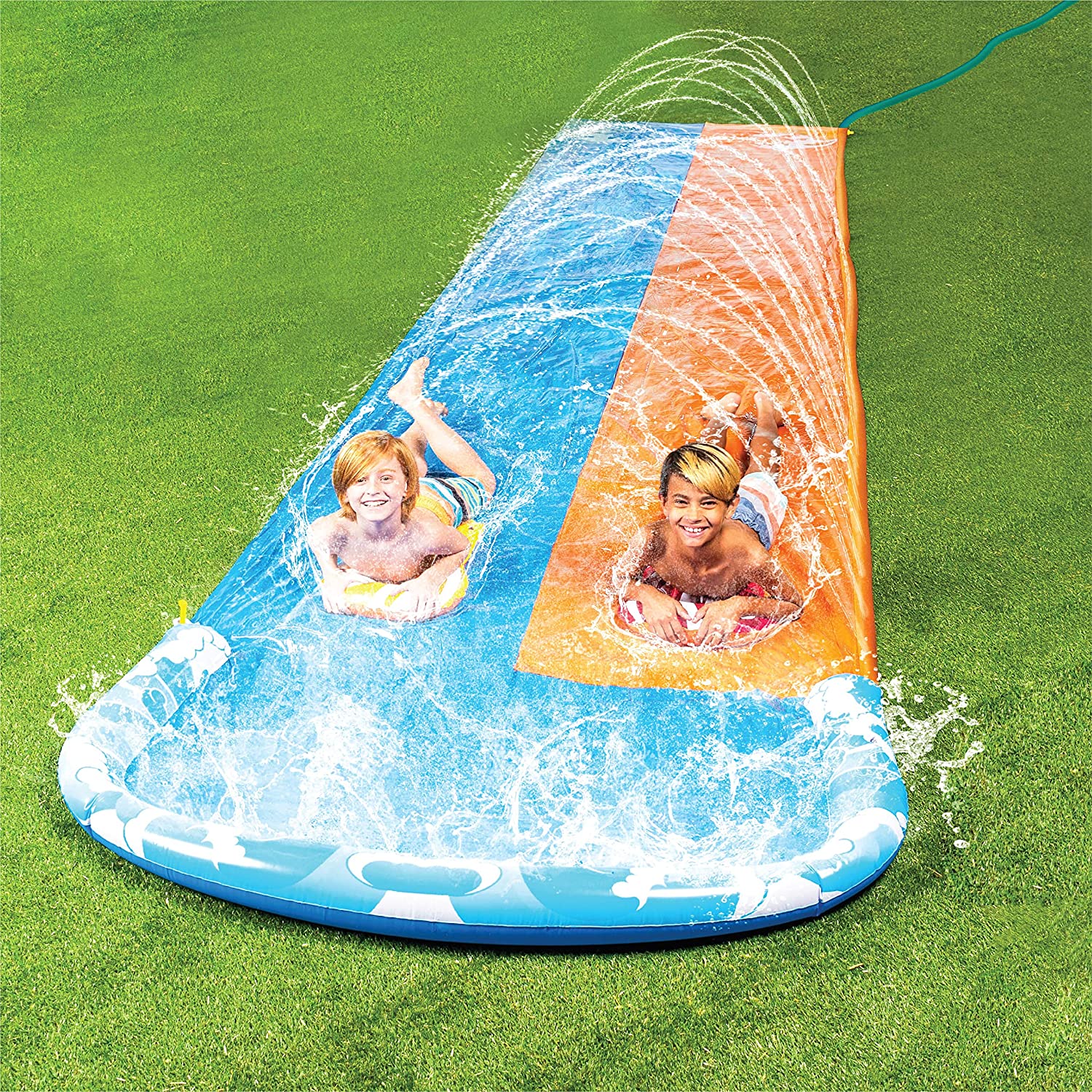 JOYIN 20ft Slip and Slide Water Slide with 2 Bodyboards. Slip n Slide Summer Toy with Build in Sprinkler for Backyard and Outdoor Water Toys Play 20ft x 62in