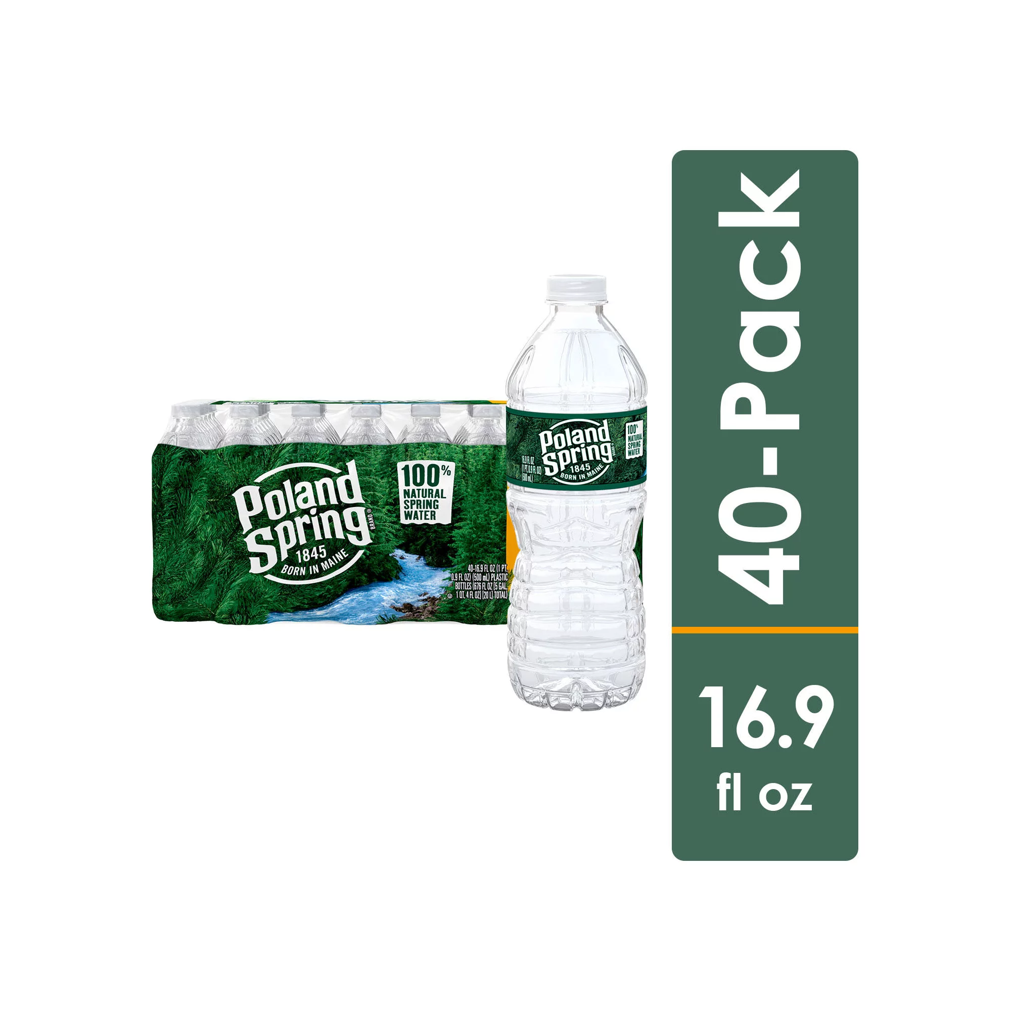 Poland Spring NLE1098096 100% Natural Spring Water. 16.9 Fl Oz. 40 Count Bottles