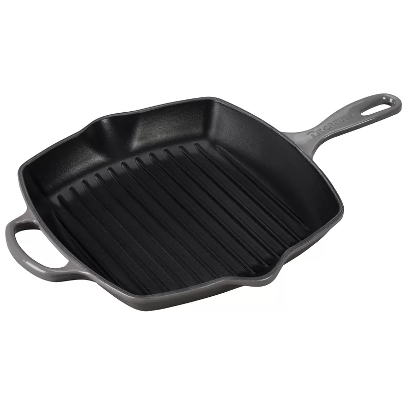 Le Creuset LS2021-267F Enameled Cast Iron Signature Square Skillet Grill. 10.25″. Oyster