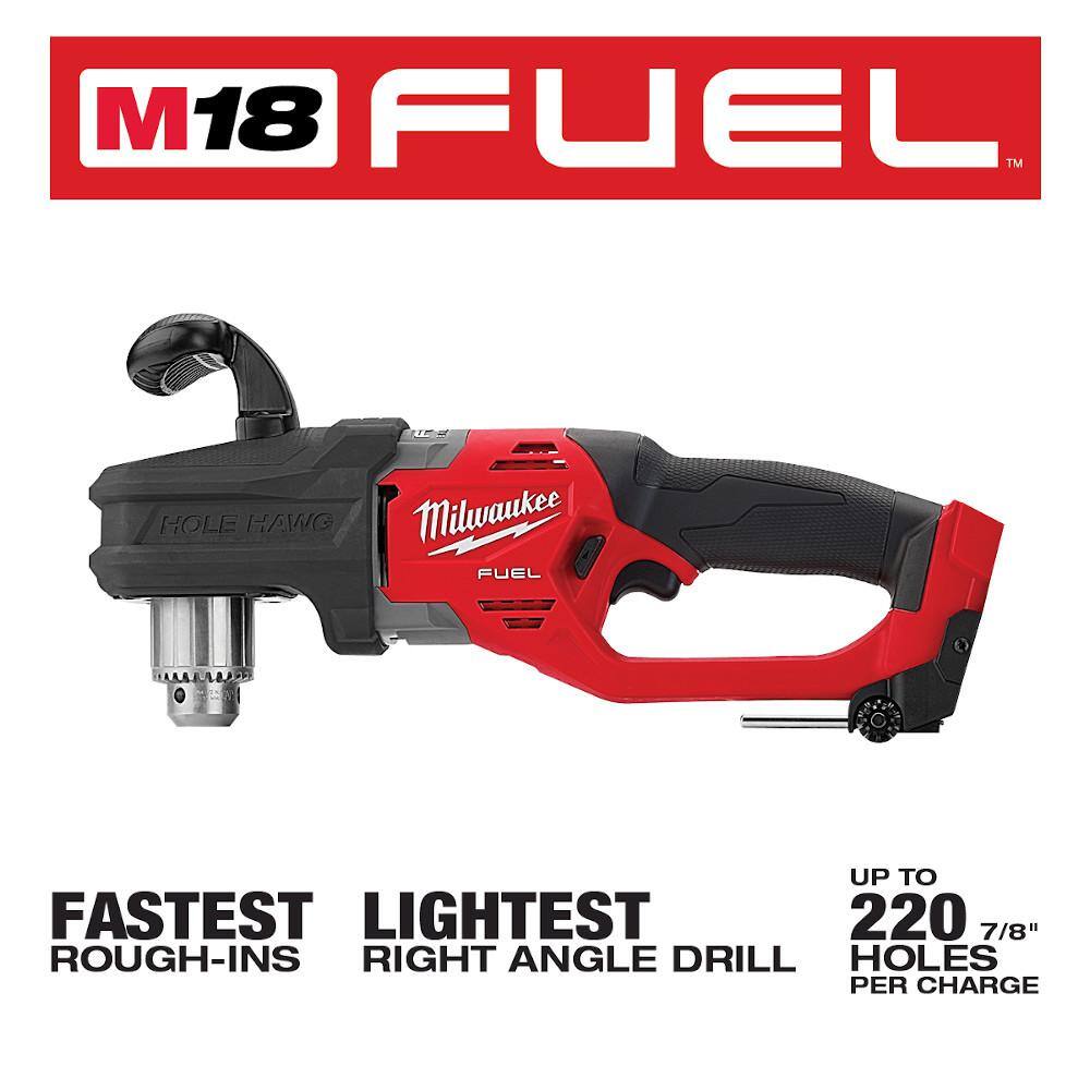Milwaukee 2807-20-2821-20 M18 FUEL GEN II 18V Lithium-Ion Brushless Cordless 1/2 in. Hole Hawg Right Angle Drill w/M18 FUEL Reciprocating Saw