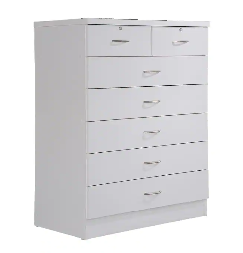 HODEDAH 7-Drawer 48 in. H x 31.5 in. W x 18 in. D Chest of Drawer in White
