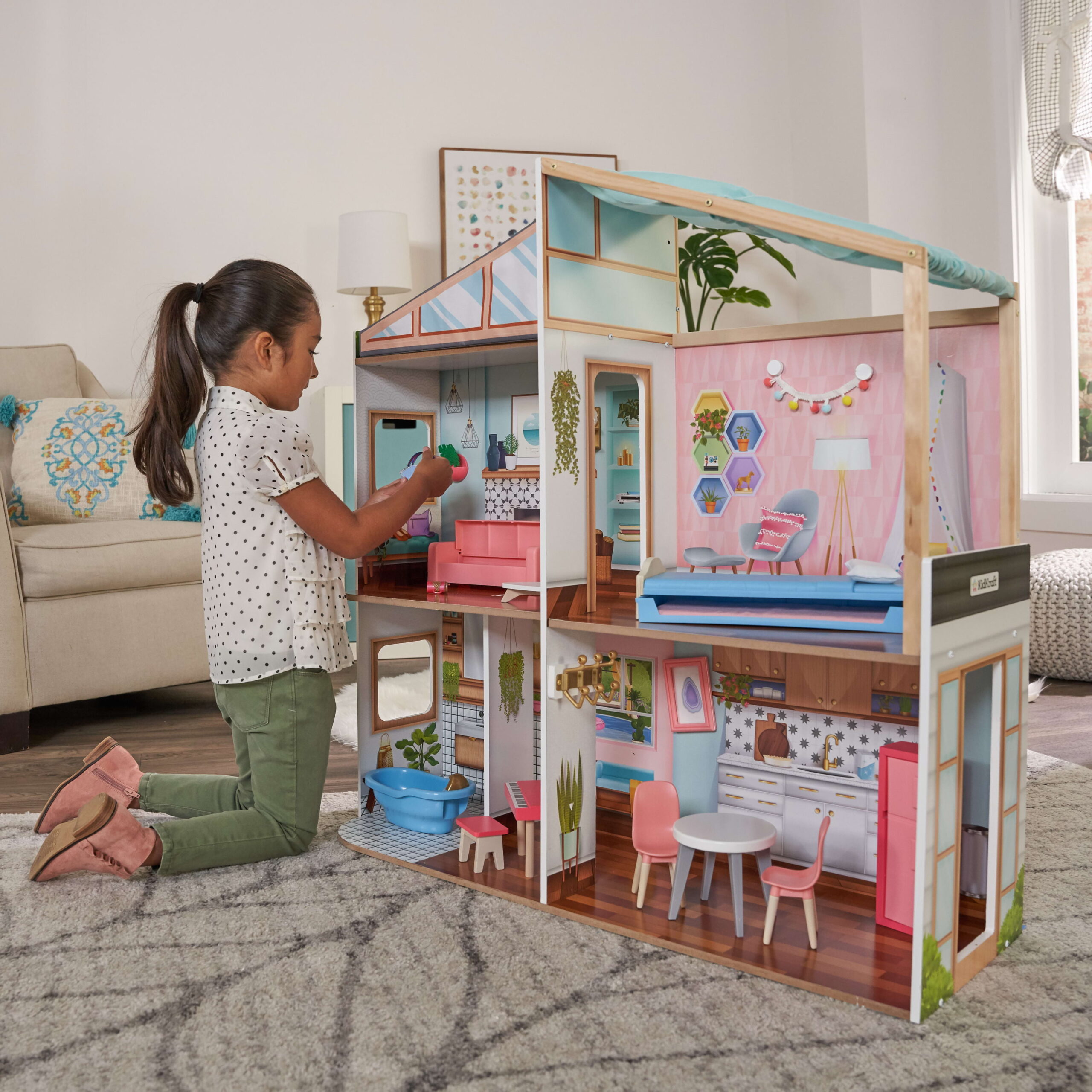 KidKraft Designed by Me™: Magnetic Makeover Wooden Dollhouse with Accessories