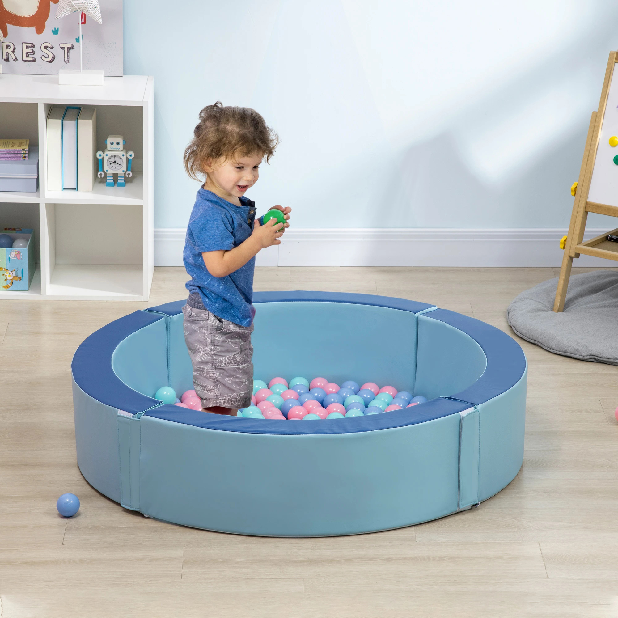 Outsunny Foam Kids Ball Pit Pool with Removable & Washable Cover. 45″ x 10″ Round Ball Pit