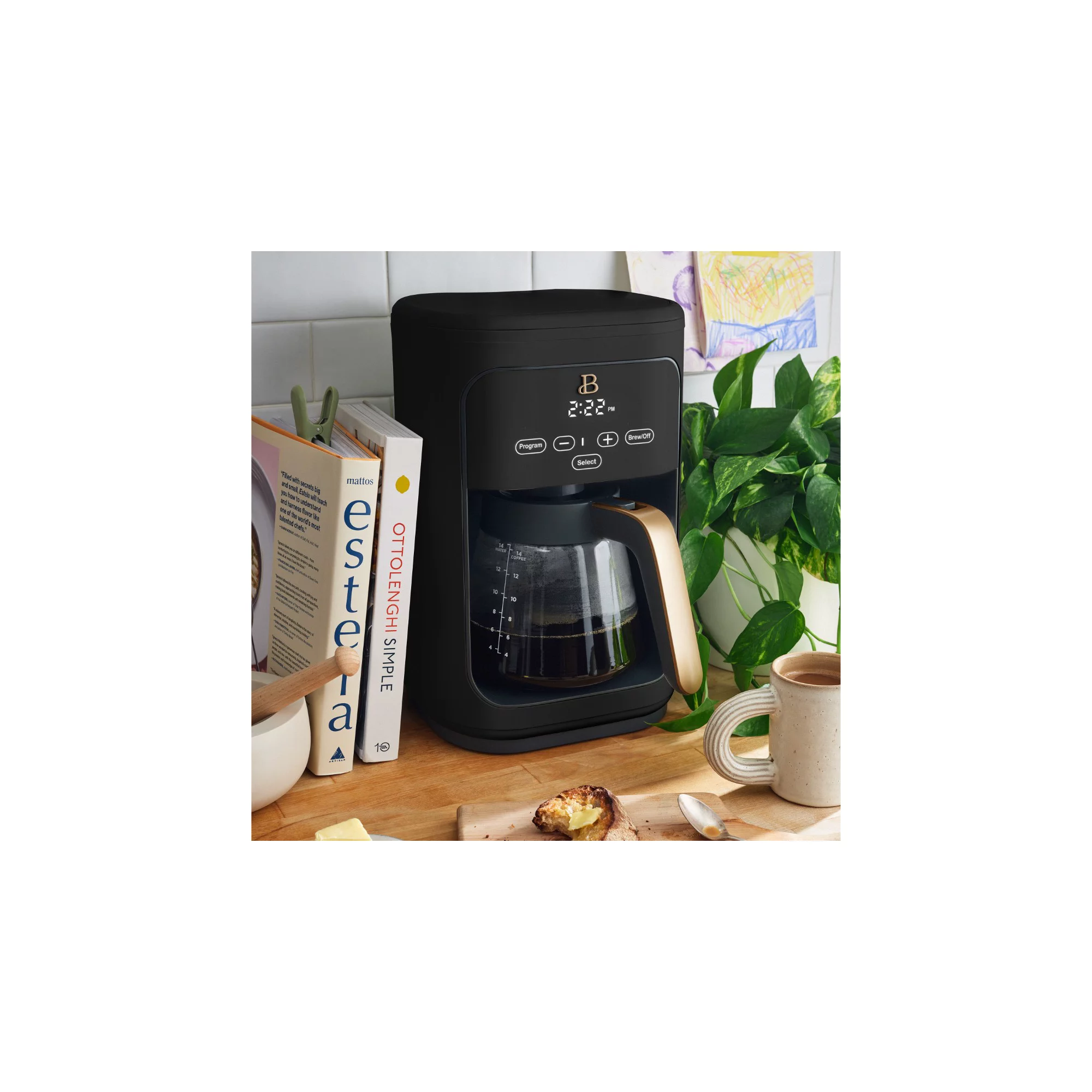 Beautiful 14 Cup Programmable Touchscreen Coffee Maker. Black Sesame by Drew Barrymore