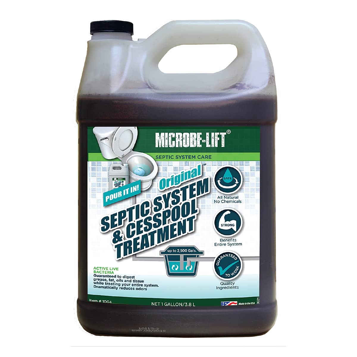 MICROBE-LIFT Septic Tank and Cesspool Treatment Enzymes - 2 Year Supply - Bacteria Digests Grease. Fats. Oils and Tissue. 1 Gal