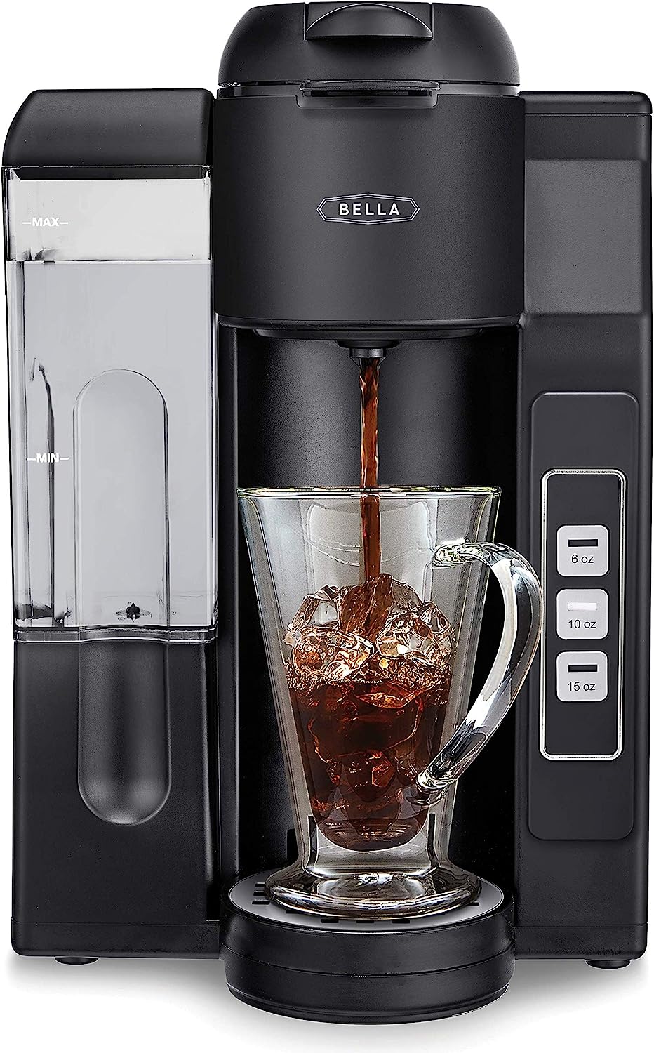 BELLA Single Serve Coffee Maker. Dual Brew. K-cup Compatible - Ground Coffee Brewer with Removable Water Tank & Adjustable Drip Tray. Perfect for Travel
