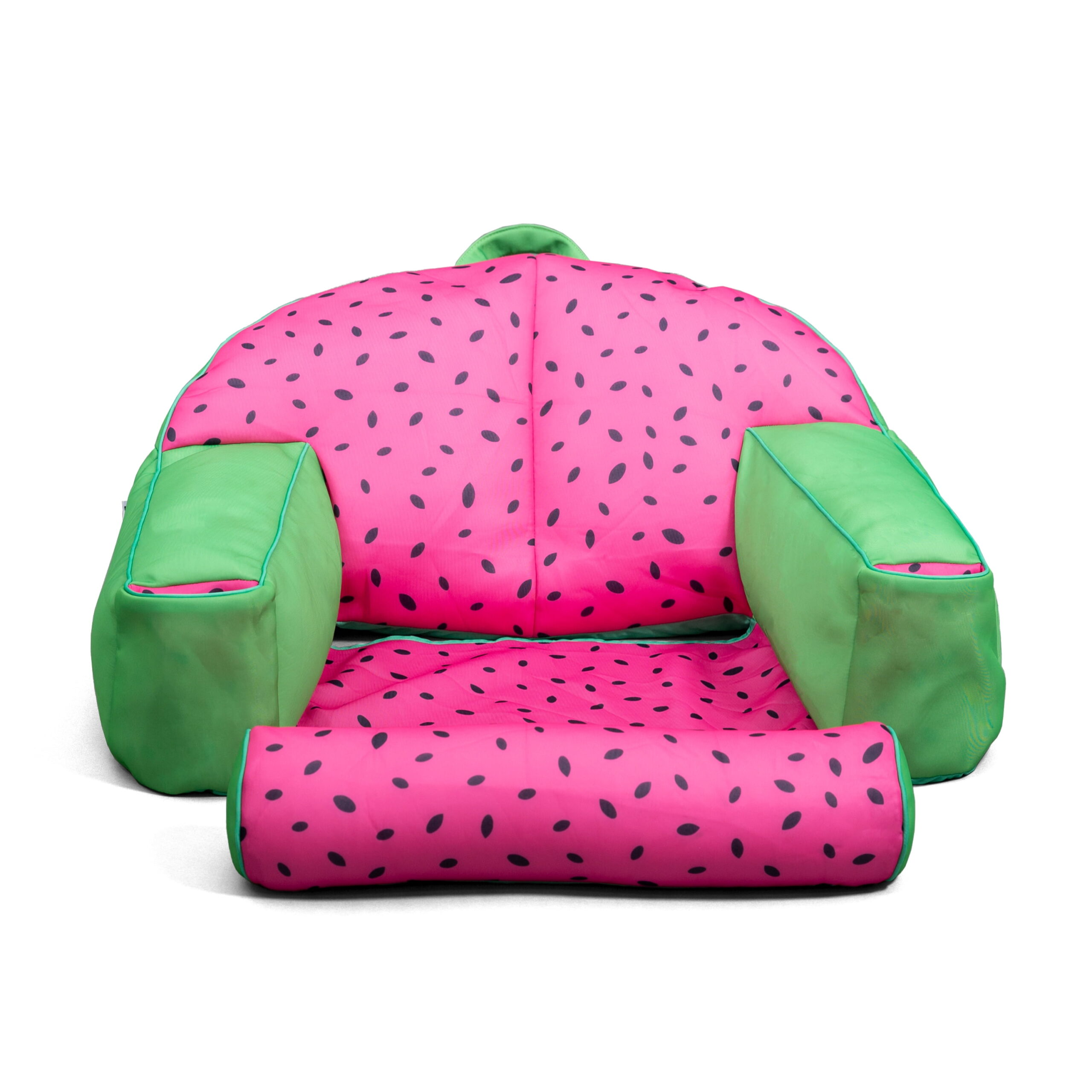 Big Joe Lazy Lounger No Inflation Needed Pool Float with Headrest and Footrest. Summer Melon Double Sided Mesh. 3.5ft Lounger