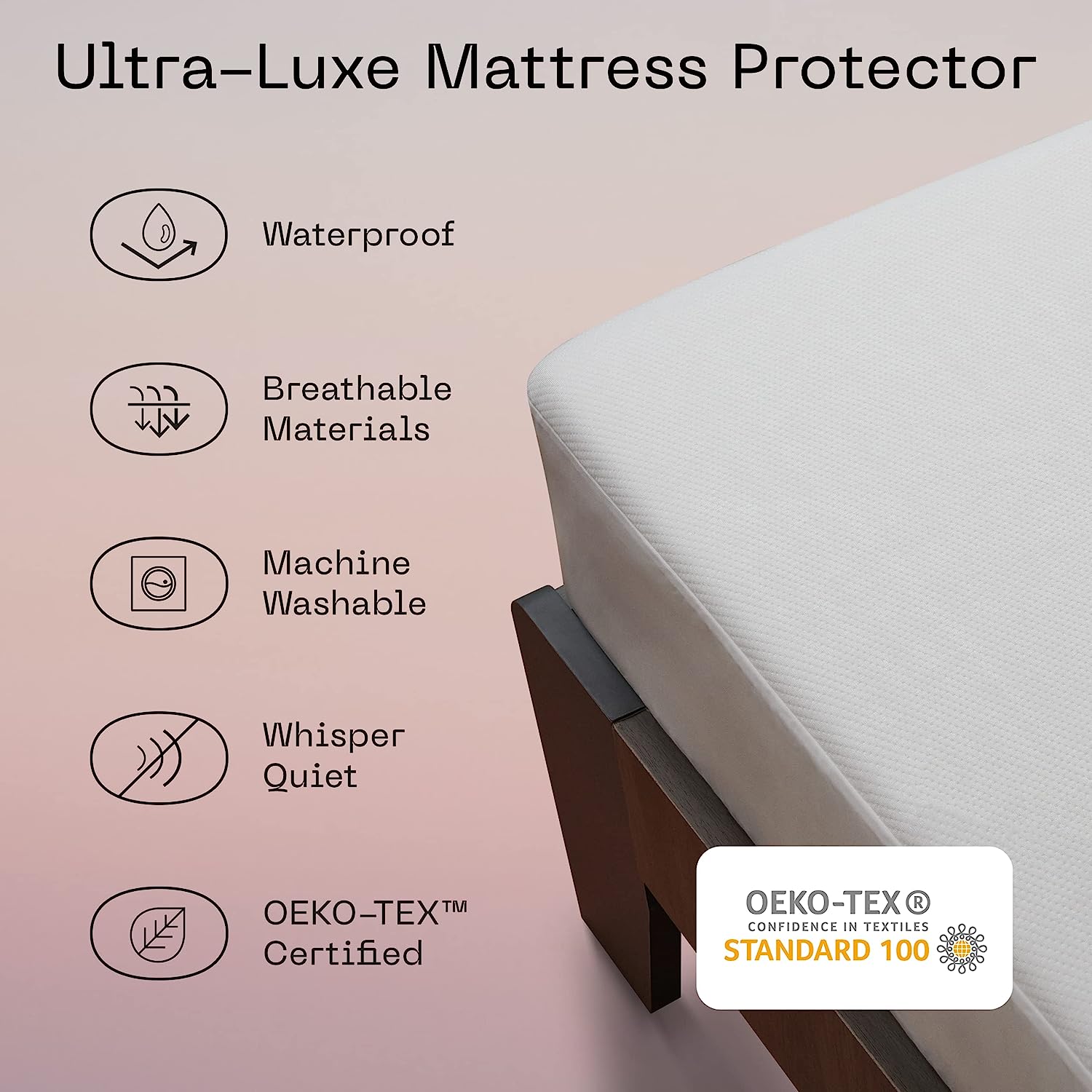 Coop Home Goods Ultra-Luxe Mattress Protector Full - Smooth Top Mattress Pad. Waterproof Mattress Cover. Up to 18 Inches Deep. Machine Washable Mattress Topper. Noiseless and Comfort - Full (54×75)